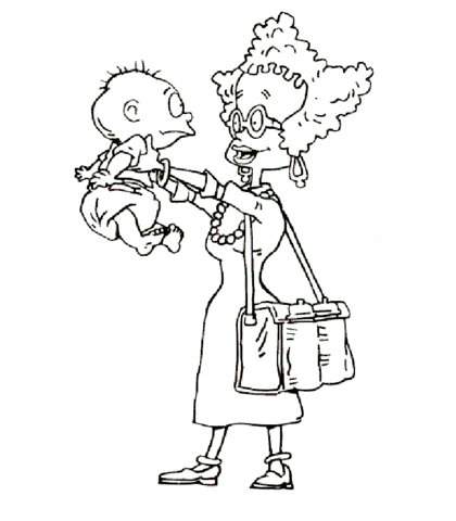 Tommy With His Mom  Coloring Page